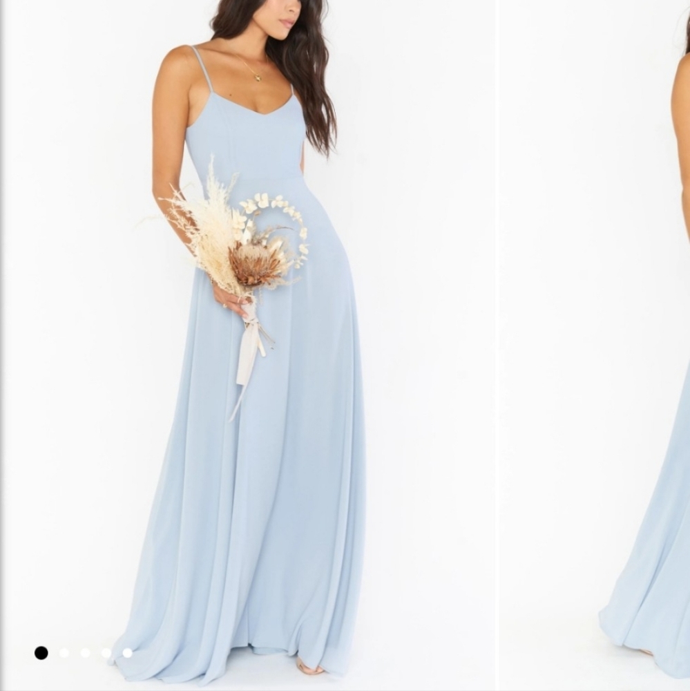 Mumu Faith Maxi bridesmaid dress, light steel blue, S